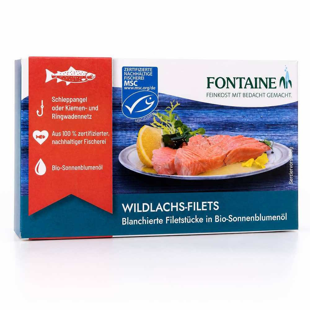 Fontaine Wildlachsfilet in BIO-Sonnenblumenöl 120g 90 Gramm Abtropfgewicht Produktbild