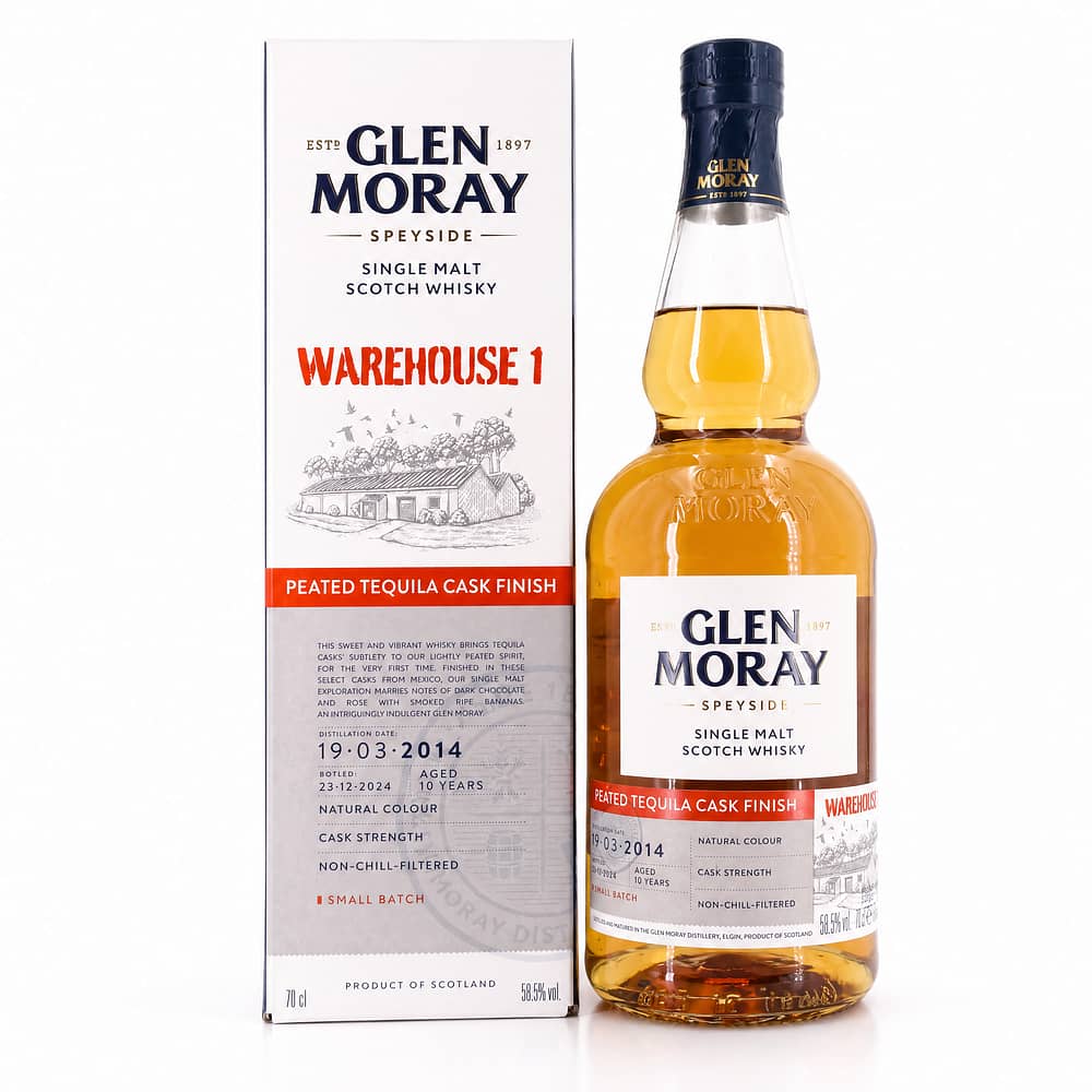 Glen Moray Warehouse 1 2014 Peated Tequila Cask Finish Cask Strength 0,70 Liter/ 58.5% vol Produktbild
