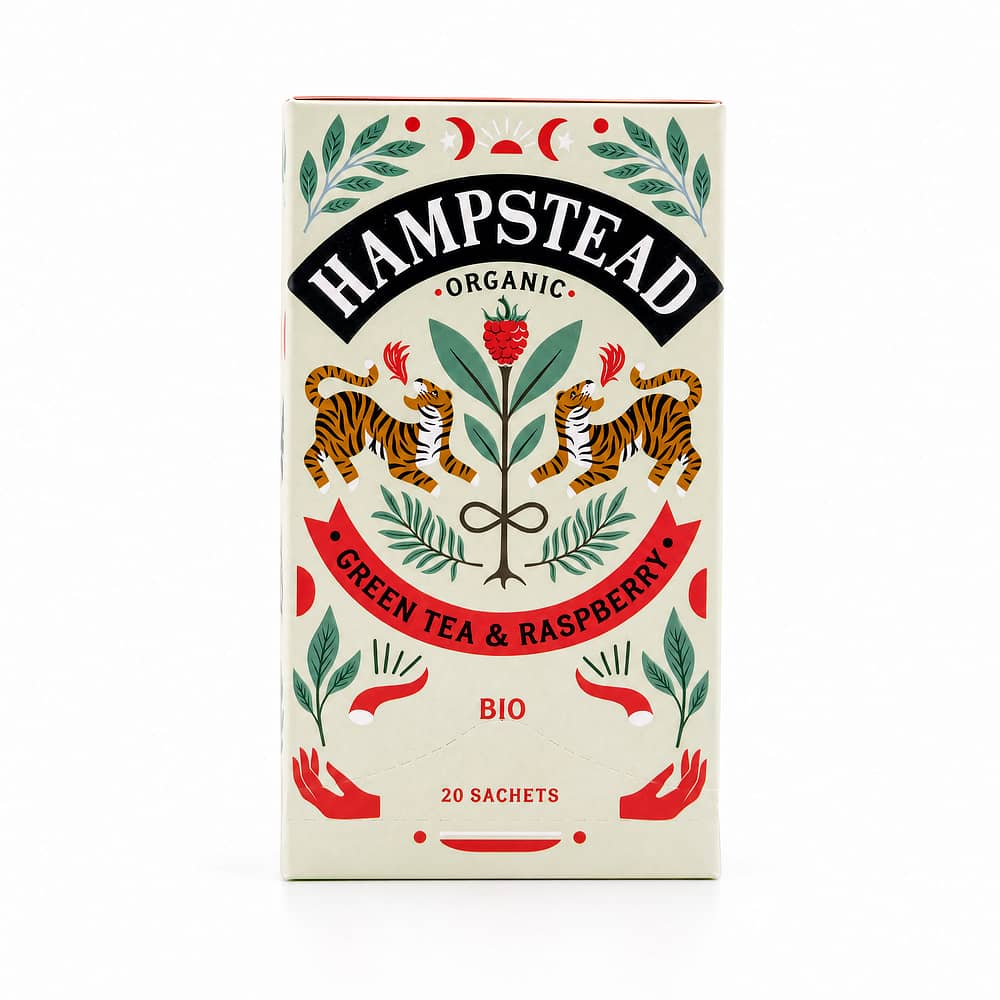 Hampstead Tea BIO Organic Green Tea & Raspberry 20 Teebeutel 40 Gramm Produktbild