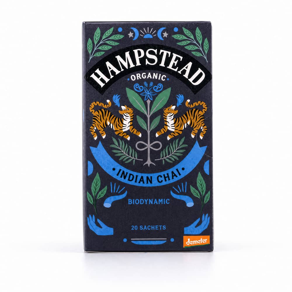 Hampstead Tea BIO Organic Indian Chai Black Tea 20 Teebeutel Gewürzter Schwarztee 40 Gramm Produktbild