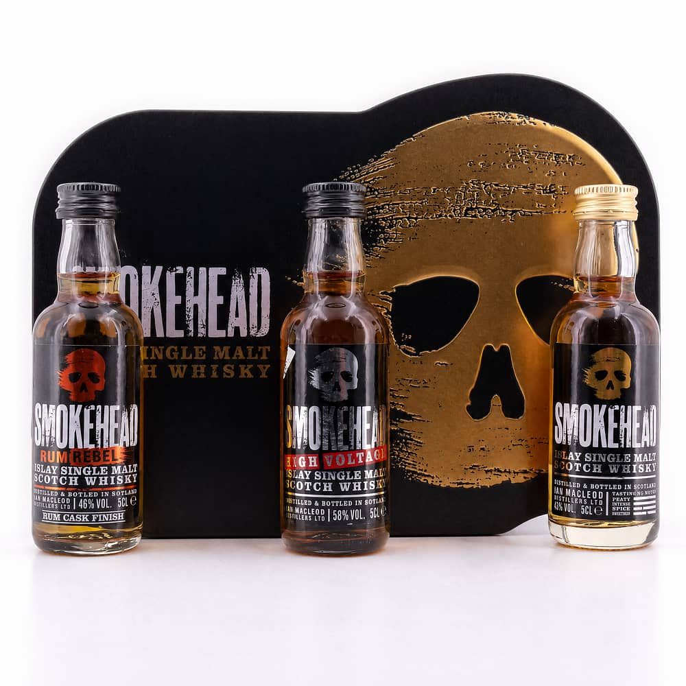 Ian Macleod Smokehead-Set Peated, High Voltage, Rum Rebel je 0,05l Miniaturen 0,150 Liter/ 49.0% vol Produktbild