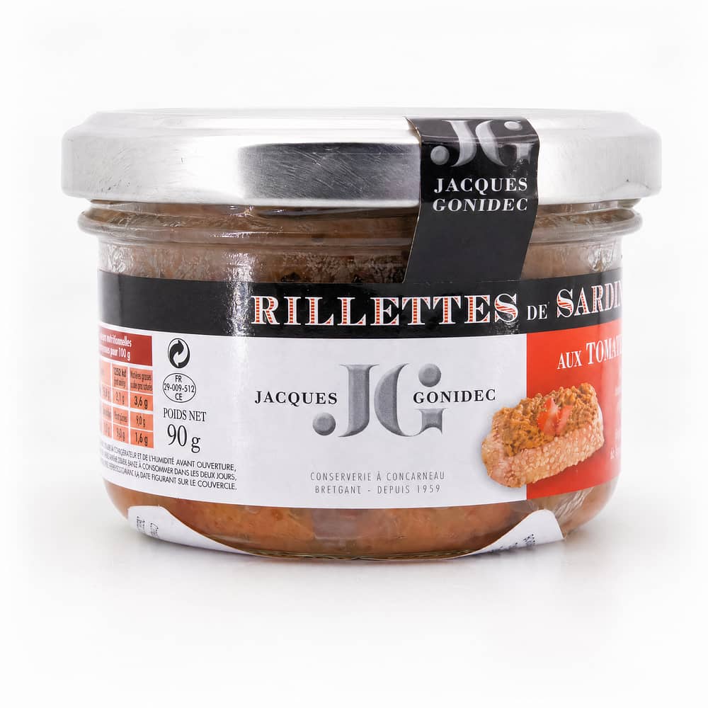 Jacques Gonidec Sardinenrillette mit frischen BIO-Tomaten 90 Gramm Produktbild
