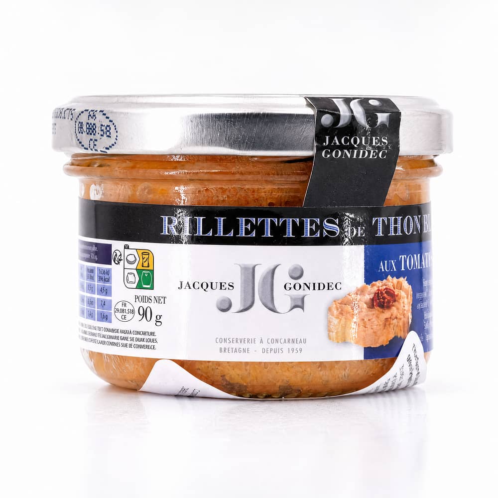 Jacques Gonidec Thunfischrillettes mit getrockneten BIO-Tomaten 90 Gramm Produktbild