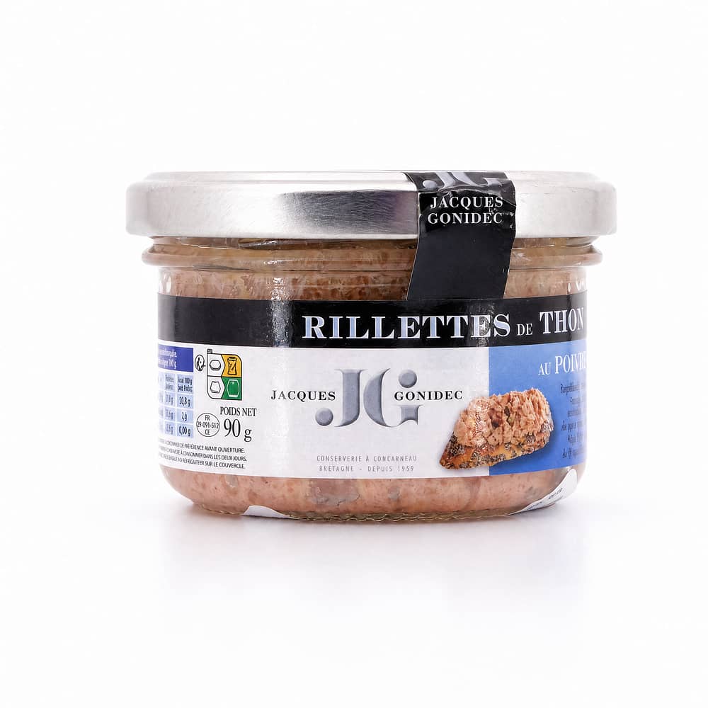 Jacques Gonidec Thunfischrillettes mit grünem BIO-Pfeffer 90 Gramm Produktbild