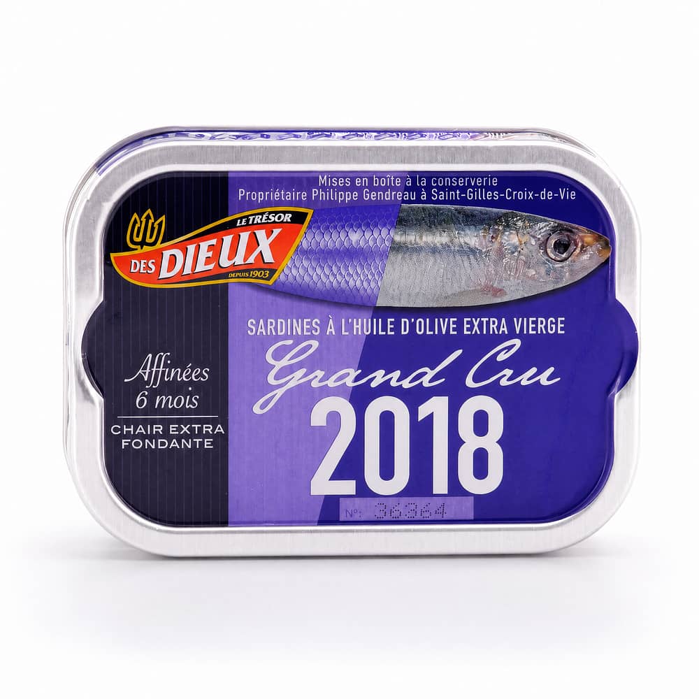 Le Trésor des Dieux Jahrgang Sardinen ´Grand Cru´ Jahrgang 2018 115g 86,30 Gramm Abtropfgewicht Produktbild