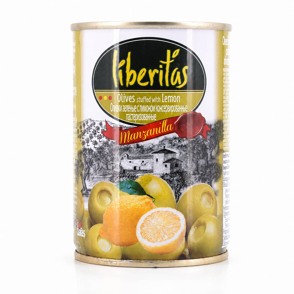 Liberitas Grüne Oliven gefüllt mit Zitrone 280g 100 Gramm Abtropfgewicht Produktbild