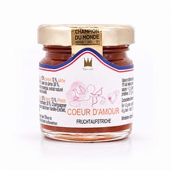 Maison Francis Miot Coeur d`Amour Konfitüre aus Aprikose, Mango, Passionsfrucht, Pfirsich & Champagner, mit Rohrzucker Produktbild