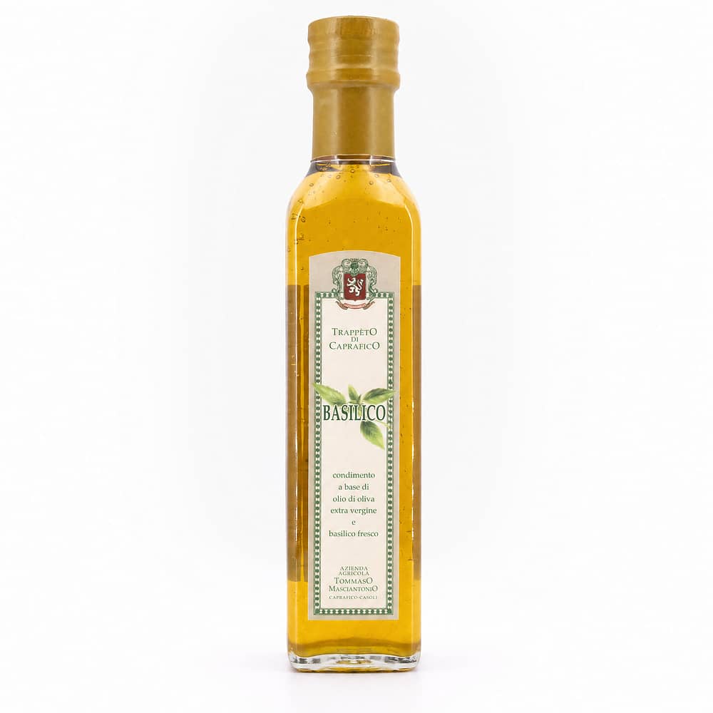 Masciantonio Olio Extra Vergine Al Basilico Olivenöl mit Aroma des Basilikums 0,250 Liter Produktbild