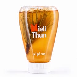 Mieli Thun Alpino Melange aus Akazienhonig und Latschenkieferöl mit Kieferknospe in Spenderflasche Produktbild