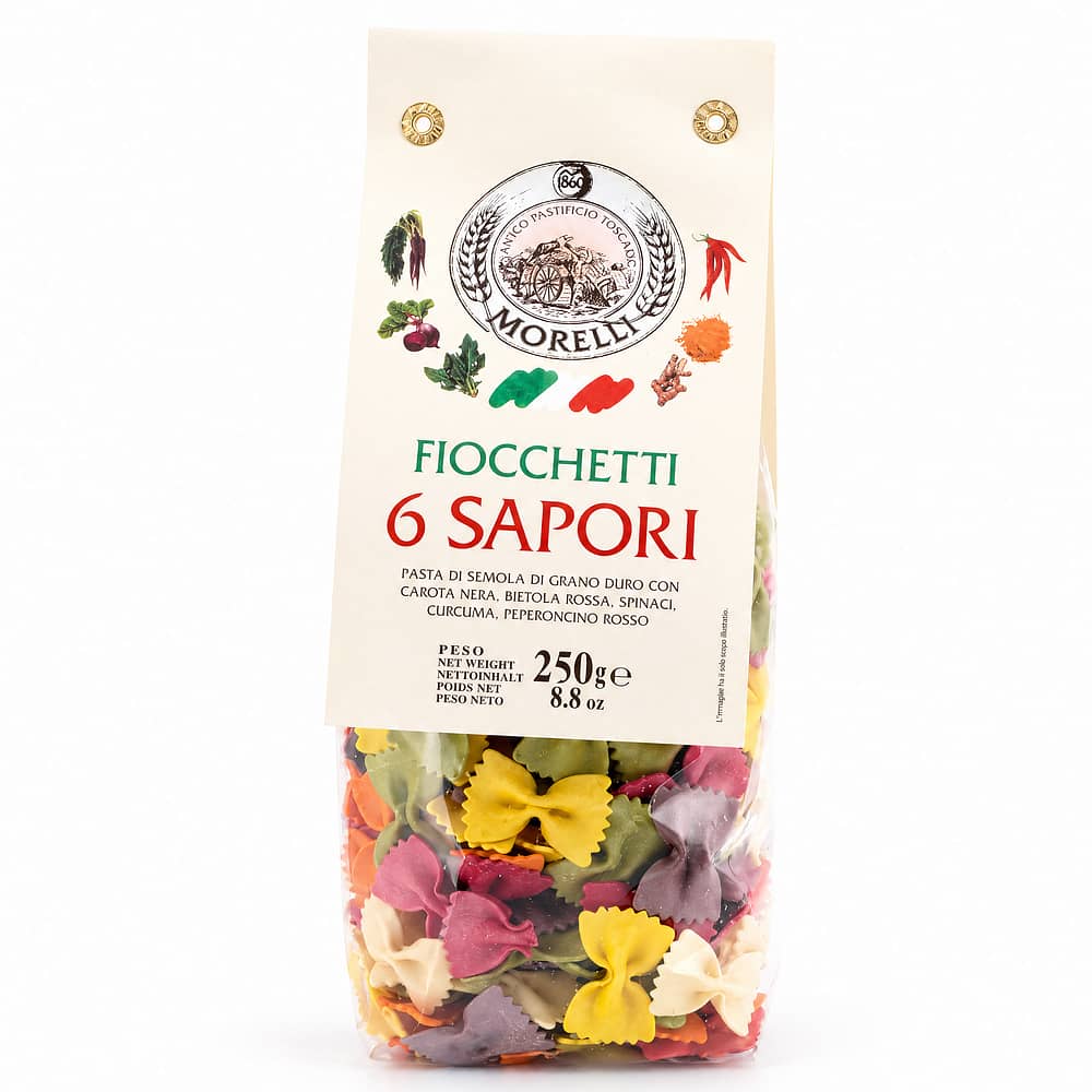 Morelli 6 Aromen Fiocchetti Bunte Nudeln 250 Gramm Produktbild