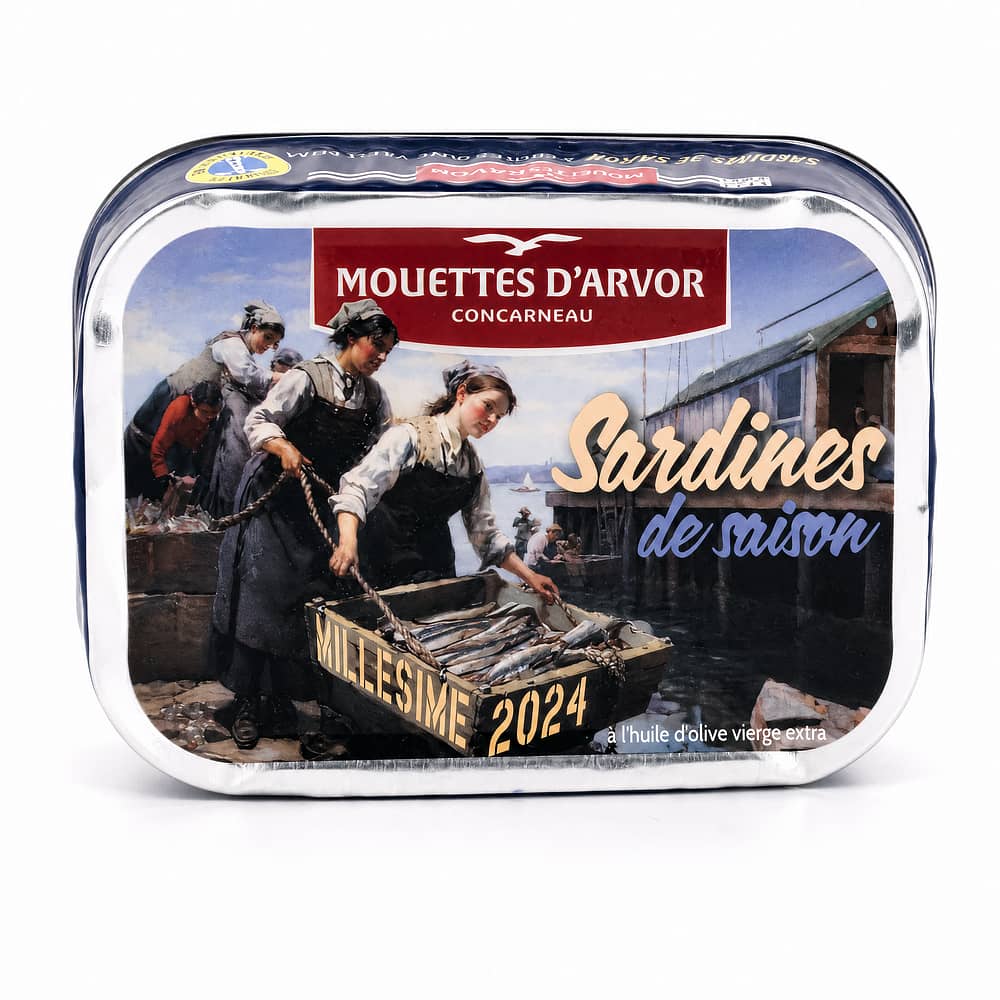 Mouettes d'Arvor Jahrgangs- Sardinen in Olivenöl Jahrgang 2024 115g 87 Gramm Abtropfgewicht Produktbild