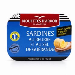 Mouettes d'Arvor Sardinen mit Butter und Guérande Salz Produktbild