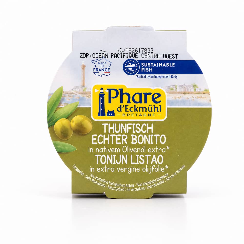Phare d'Eckmühl Weißer Thunfisch/Germon in Bio-Olivenöl 160g 104 Gramm Abtropfgewicht Produktbild