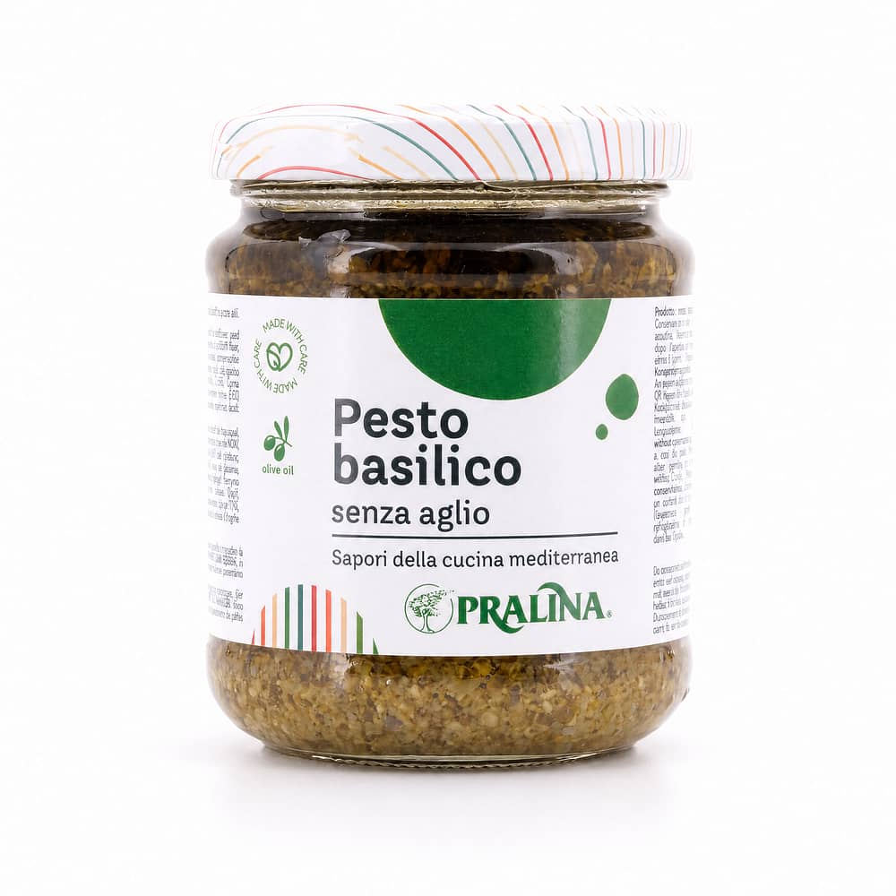 Pralina Pesto basilico Basilikumpesto ohne Knoblauch 180 Gramm Produktbild