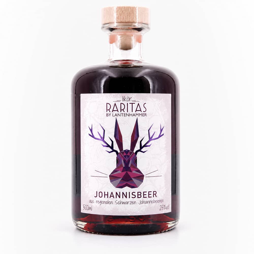 Raritas Johannisbeerlikör aus regionalen Schwarzen Johannisbeeren 0,50 Liter/ 25.0% vol Produktbild