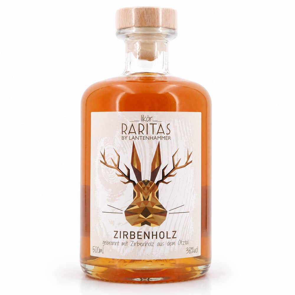 Raritas Zirbenholzlikör gebrannt mit Zirbenholz aus dem Ötztal 0,50 Liter/ 38.0% vol Produktbild