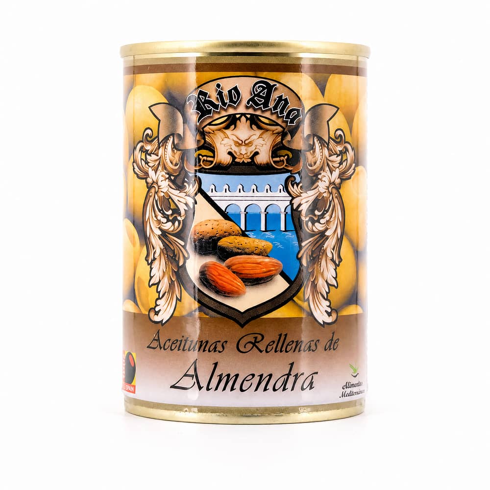 Rio Ana Aceitunas Rellenas de Almendra Grüne Oliven gefüllt mit Mandelpaste 292g 120 Gramm Abtropfgewicht Produktbild