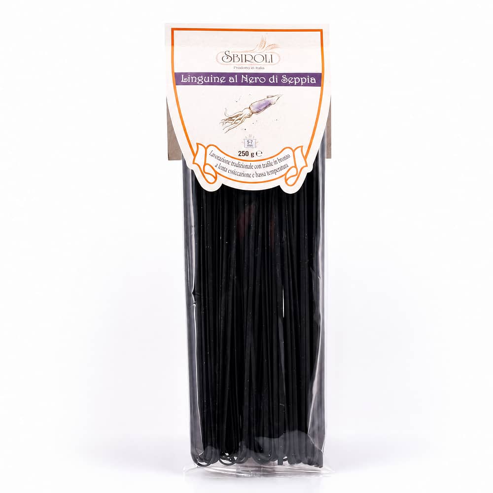 Sbiroli Linguine al Nero di Seppia Linguine mit Tintenfisch 250 Gramm Produktbild