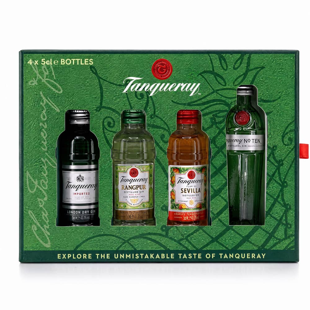 Tanqueray Explore The Unmistakable Taste Of Tanqueray Set beinhaltet 4 Stück je 0,05l 0,20 Liter/ 43.3% vol Produktbild