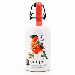 Taube BIO Gimpel Bloodorange Gin Liquor Steinzeugflasche mit Bügelverschluß Produktbild