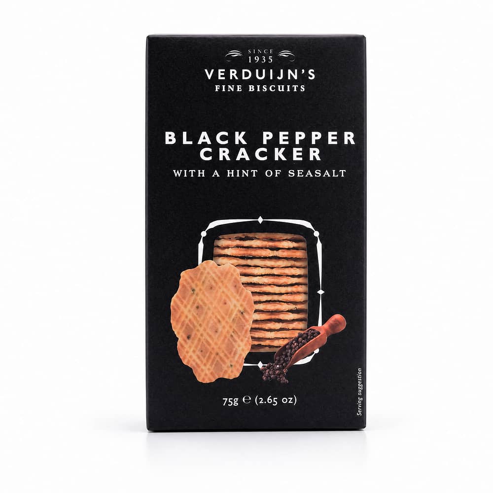 Verduijn's Black Pepper Cracker Waffeln mit Pfeffer und Meersalz 75 Gramm Produktbild