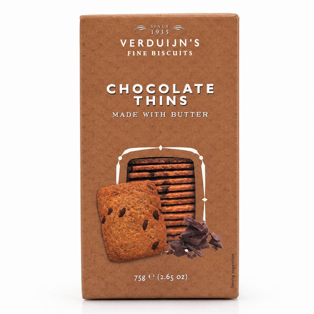 Verduijn's Chocolate Thins Buttergebäck mit Schokolade 75 Gramm Produktbild