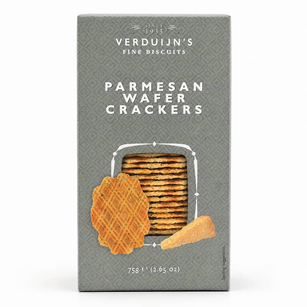 Verduijn's Parmesan Wafer Crackers Waffeln mit Parmesan, Basilikum und Knoblauch 75 Gramm Produktbild