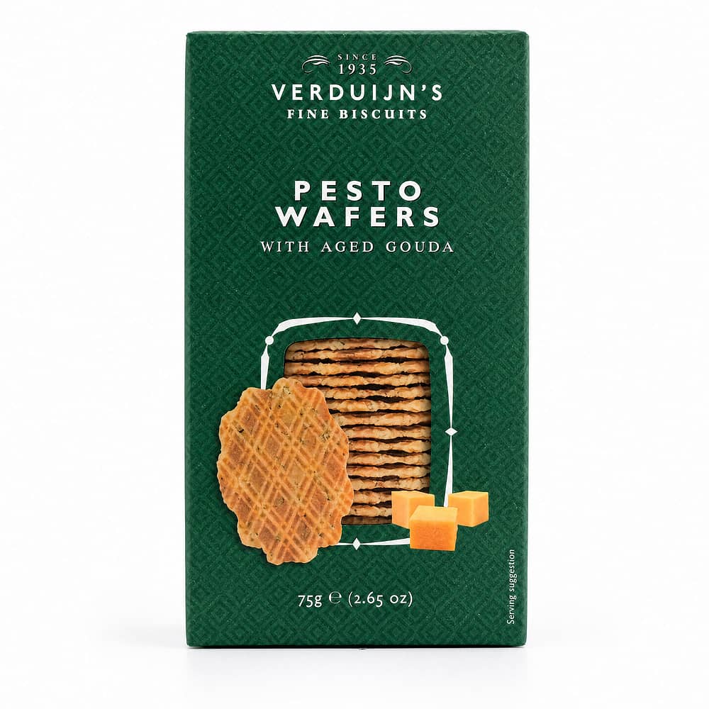 Verduijn's Pesto Wafers Käsewaffeln mit Basilikum und Knoblauch 75 Gramm Produktbild