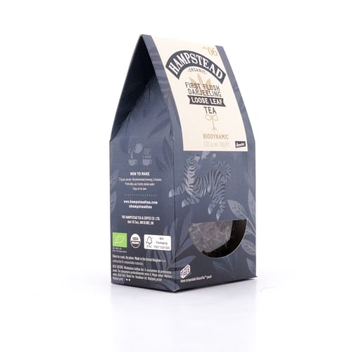 Hampstead Tea BIO Organic First Flush Darjeeling loser Tee im Spitzbeutel 100 Gramm Produktbild