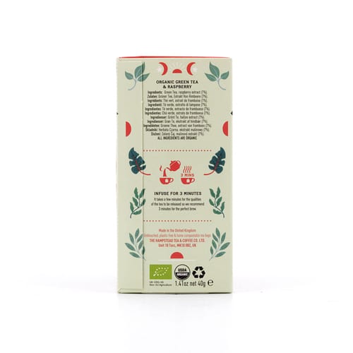 Hampstead Tea BIO Organic Green Tea & Raspberry 20 Teebeutel 40 Gramm Produktbild