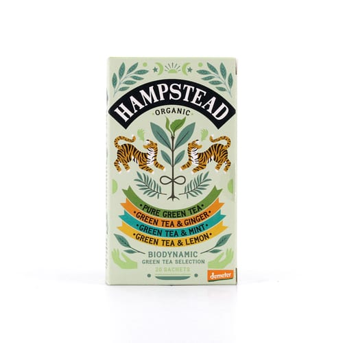 Hampstead Tea BIO Organic Green Tea Selection Green Tea -Pure, -Minze, -Ginger, -Lemon 40 Gramm Produktbild