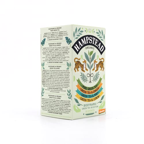 Hampstead Tea BIO Organic Green Tea Selection Green Tea -Pure, -Minze, -Ginger, -Lemon 40 Gramm Produktbild