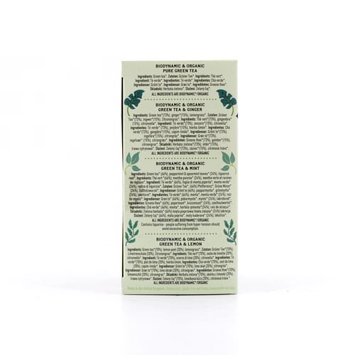 Hampstead Tea BIO Organic Green Tea Selection Green Tea -Pure, -Minze, -Ginger, -Lemon 40 Gramm Produktbild