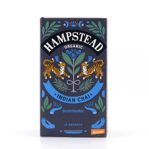 Hampstead Tea BIO Organic Indian Chai Black Tea 20 Teebeutel Gewürzter Schwarztee 40 Gramm Produktbild
