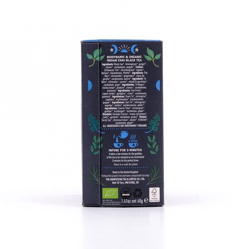 Hampstead Tea BIO Organic Indian Chai Black Tea 20 Teebeutel Gewürzter Schwarztee 40 Gramm Produktbild