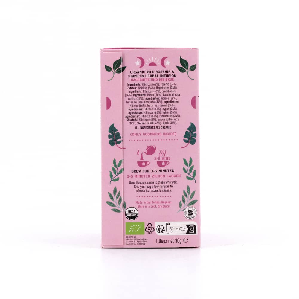 Hampstead Tea BIO Organic Rosehip Hibiscus 20 Teebeutel 30 Gramm Produktbild