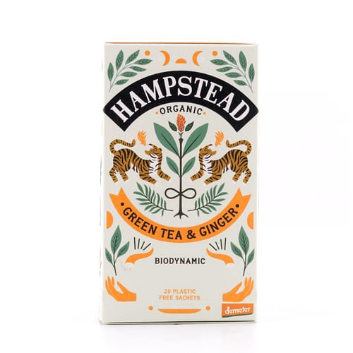 Hampstead Tea BIO Organic Zesty Ginger Green Tea 20 Teebeutel 40 Gramm Produktbild