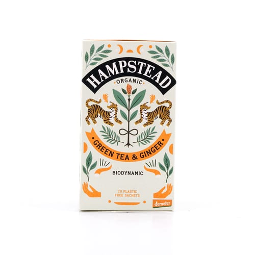 Hampstead Tea BIO Organic Zesty Ginger Green Tea 20 Teebeutel 40 Gramm Produktbild