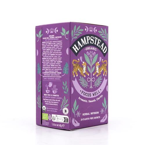 Hampstead Tea Focus Well 20 plastikfreie Teebeutel 40 Gramm Produktbild