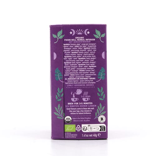 Hampstead Tea Focus Well 20 plastikfreie Teebeutel 40 Gramm Produktbild