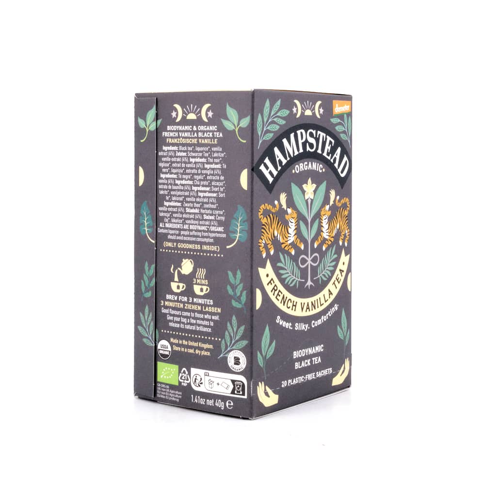 Hampstead Tea Madagascan Vanilla BIO-Schwarztee French Vanilla 20 Teebeutel 30 Gramm Produktbild