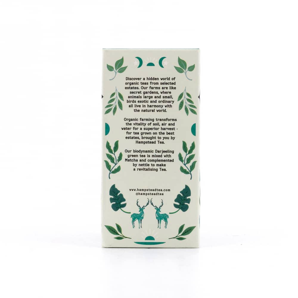 Hampstead Tea Matcha Green Tea & Nettle BIO 20 plastikfreie Teebeutel 40 Gramm Produktbild