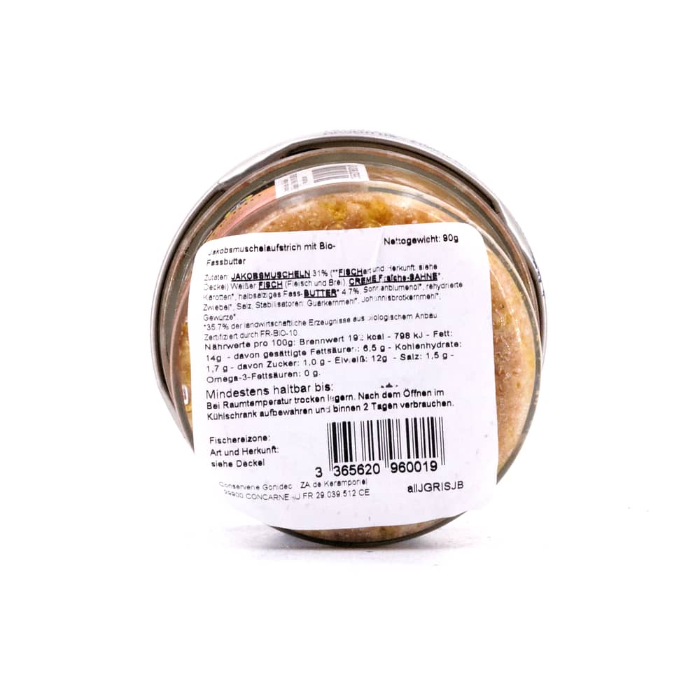Jacques Gonidec Jakobsmuschelrillettes mit BIO-Fassbutter 90 Gramm Produktbild
