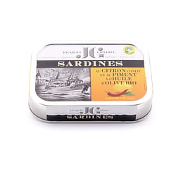 Jacques Gonidec Pikante Sardinen in Olivenöl mit kandierter Bio-Zitrone und -Piment 115g Produktbild