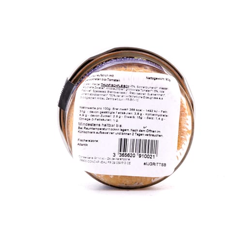 Jacques Gonidec Thunfischrillettes mit getrockneten BIO-Tomaten 90 Gramm Produktbild