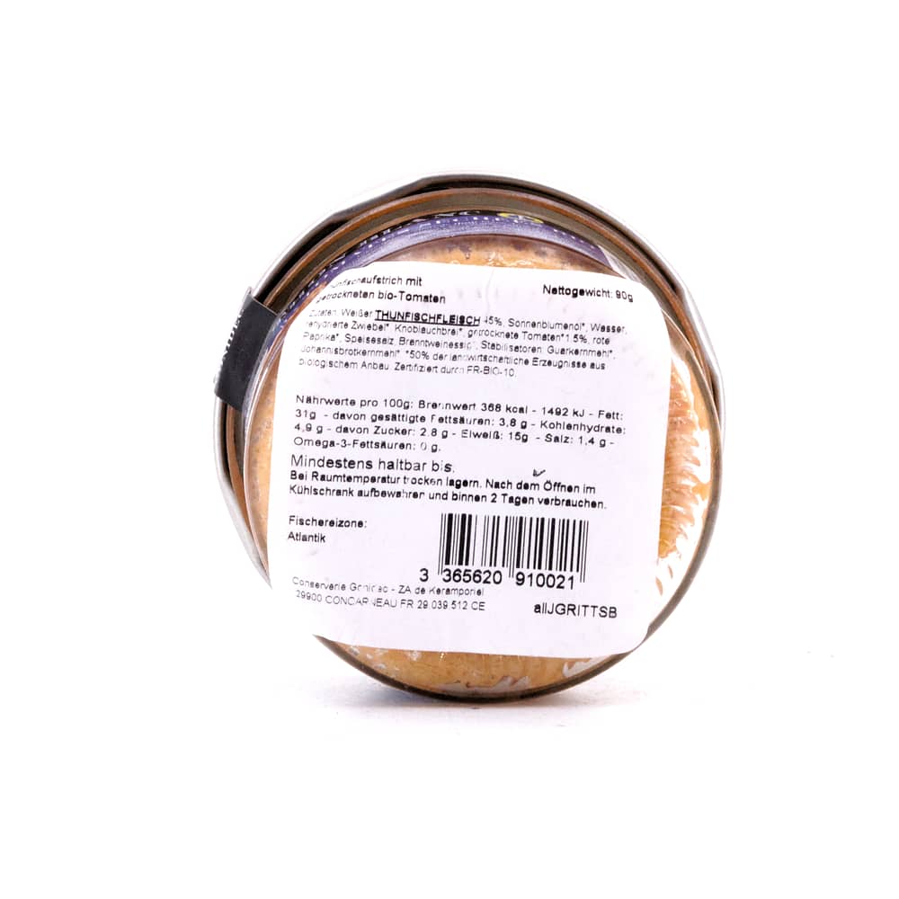 Jacques Gonidec Thunfischrillettes mit getrockneten BIO-Tomaten 90 Gramm Produktbild