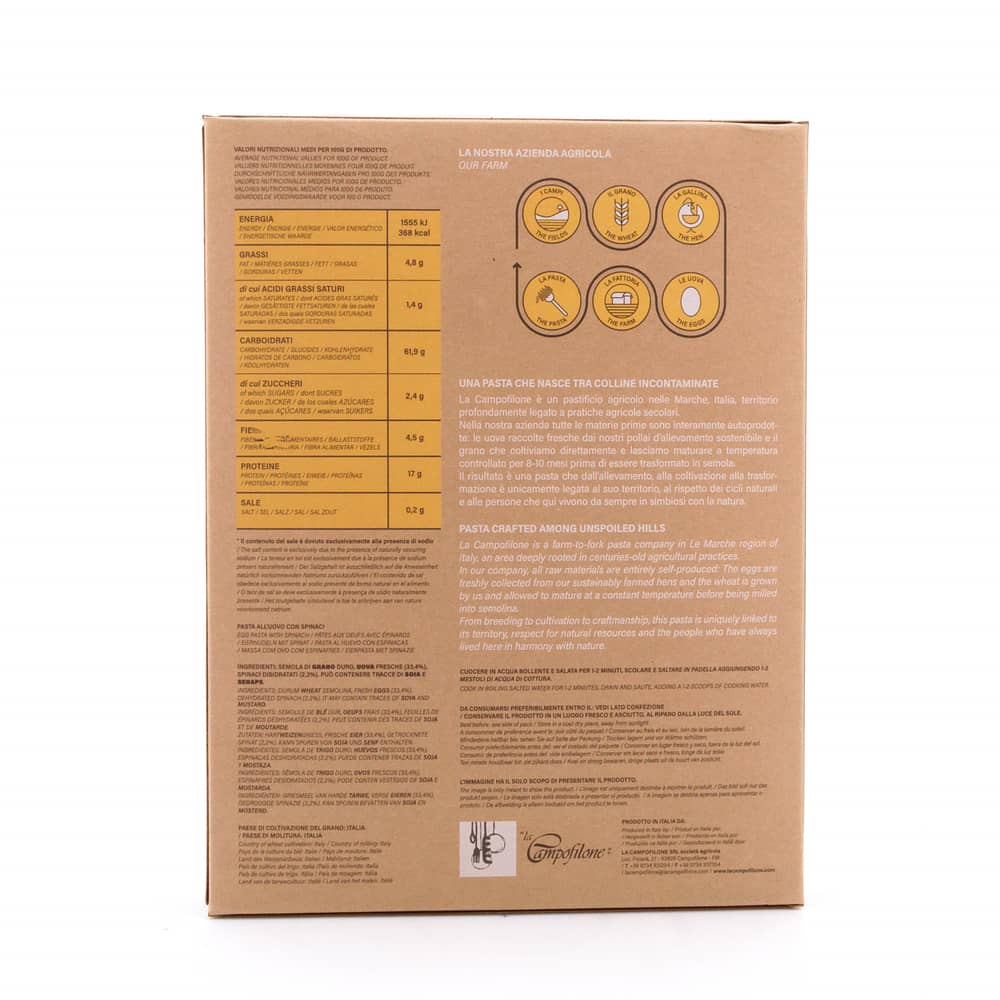 La Campofilone Fettuccine Eiernudeln mit Spinat 250 Gramm Produktbild