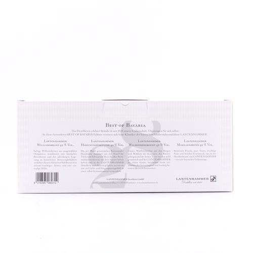 Lantenhammer Best of Bavaria Edelbrände Miniatur-Set je 0,050l Willamsbrine; Haselnuss; Waldhimbeer & Marille 0,20 Liter/ 42.0% vol Produktbild