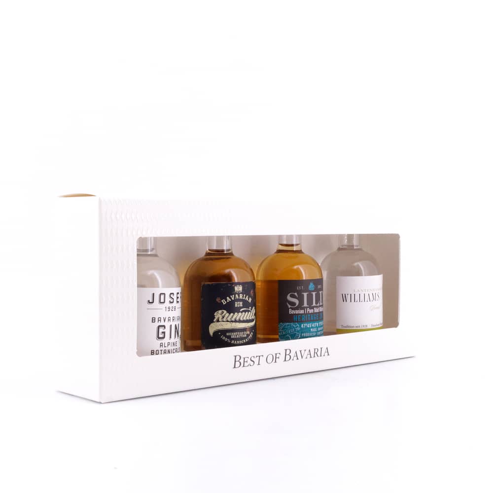 Lantenhammer Best of Bavarian 4 Champions Miniatur-Set je 0,050l Williamsbrand; Josef Gin Alpine; Slyrs Whisky & Rumult Rum 0,20 Liter/ 42.8% vol Produktbild