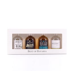 Lantenhammer Best of Bavarian 4 Champions Miniatur-Set je 0,050l Williamsbrand; Josef Gin Alpine; Slyrs Whisky & Rumult Rum Produktbild
